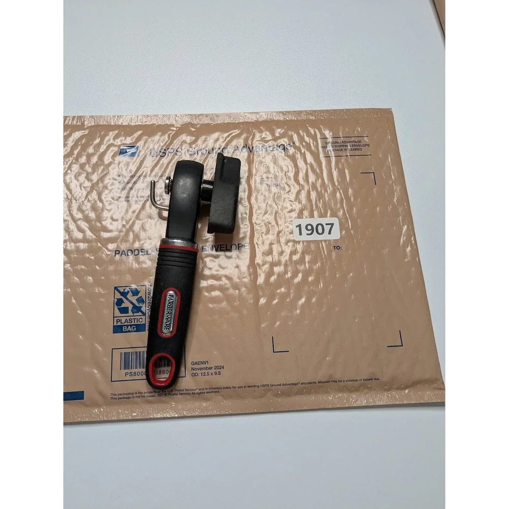 Can Opener Farberware Black Red Ergonomic Grip Professional Manual Handheld